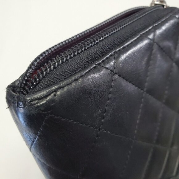 Authentic Chanel Cambon Long Zip Around Wallet Black Pink Organizer - Picture 8 of 14